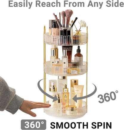 360 Rotating Makeup Organizer for Vanity,2 Tier Large Capacity Skincare Organizers,Bathroom Counter Organizer, Spinning Perfume Organizer & Vanity Organizer (Green-2 Tier)