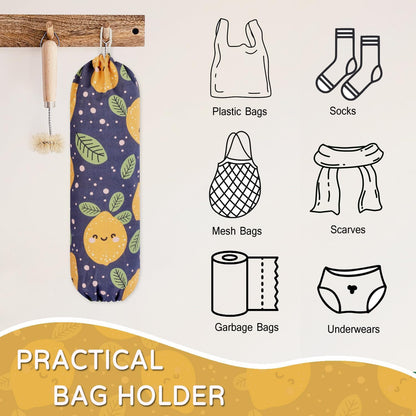 Plastic Bag Holder, Reusable Grocery Bag Holder for Plastic Bags Groceries Store, Flower Canvas Trash Plastic Bag Organizer Storage Holders for Home Kitchen Pantry Decor (Yellow Sunflower)