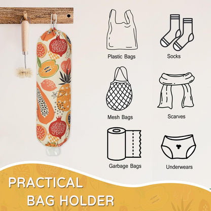 Plastic Bag Holder, Reusable Grocery Bag Holder for Plastic Bags Groceries Store, Flower Canvas Trash Plastic Bag Organizer Storage Holders for Home Kitchen Pantry Decor (Yellow Sunflower)
