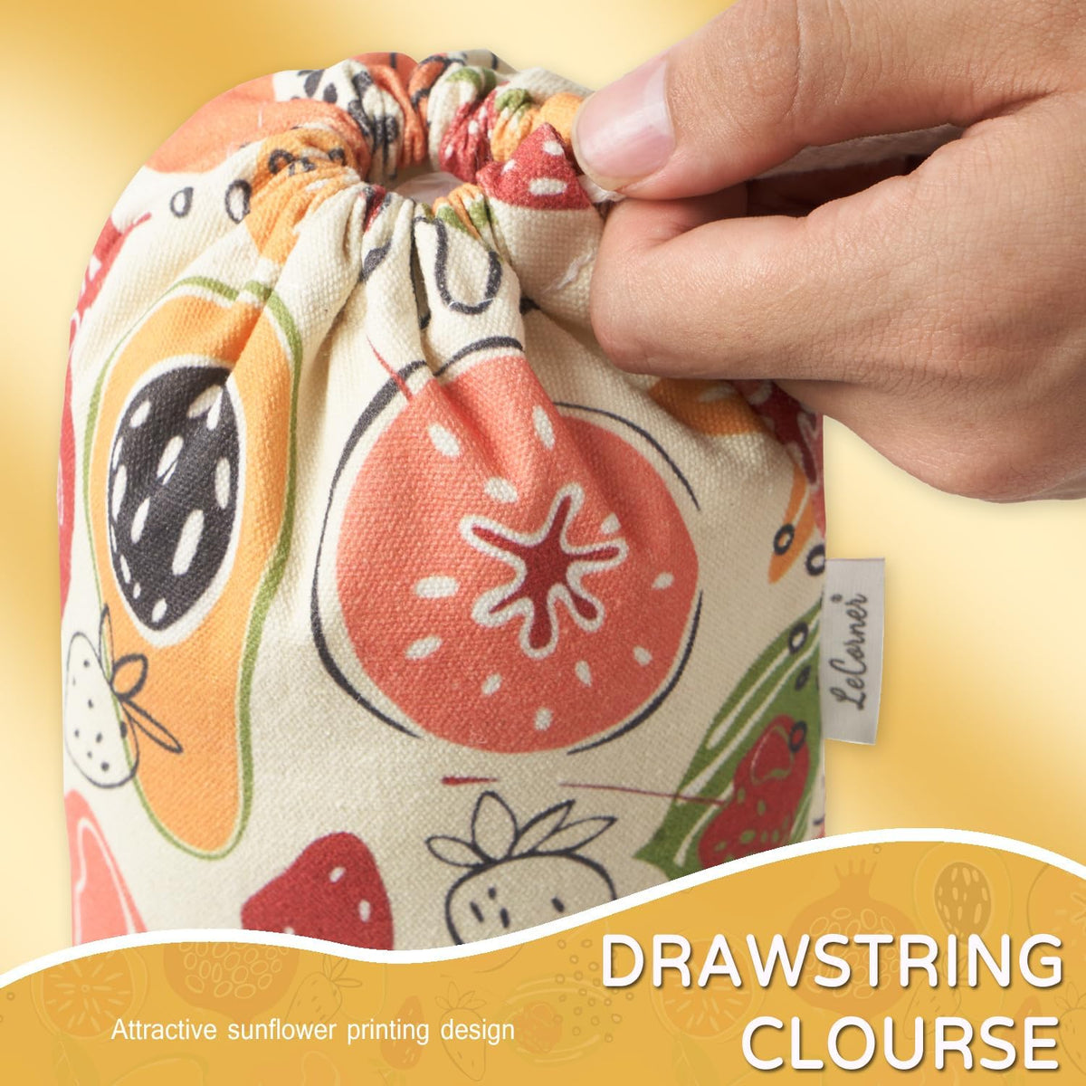 Plastic Bag Holder, Reusable Grocery Bag Holder for Plastic Bags Groceries Store, Flower Canvas Trash Plastic Bag Organizer Storage Holders for Home Kitchen Pantry Decor (Yellow Sunflower)