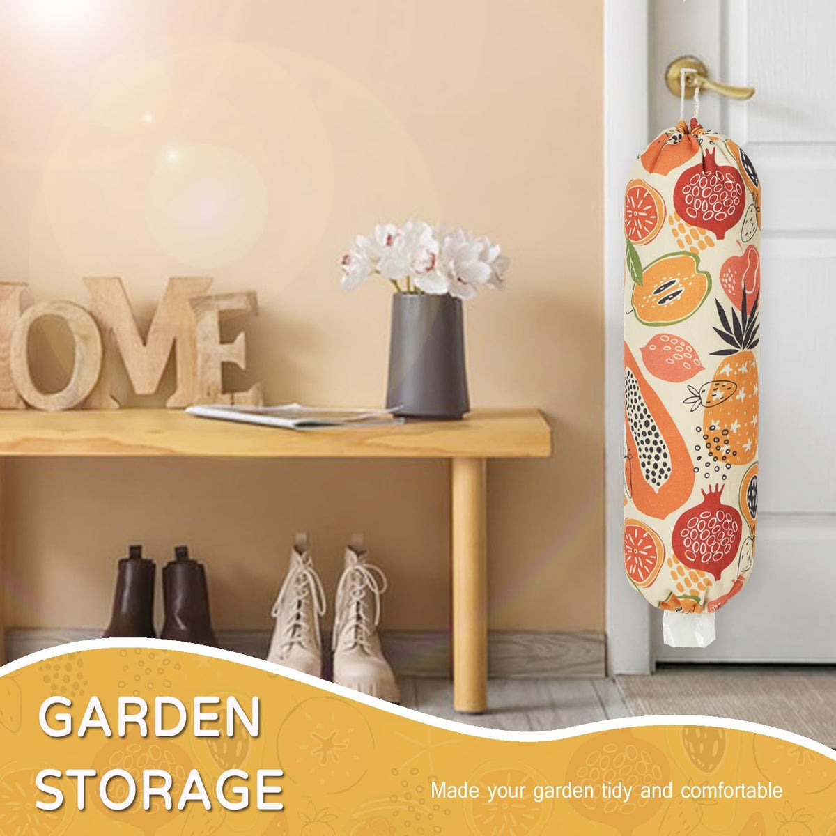 Plastic Bag Holder, Reusable Grocery Bag Holder for Plastic Bags Groceries Store, Flower Canvas Trash Plastic Bag Organizer Storage Holders for Home Kitchen Pantry Decor (Yellow Sunflower)