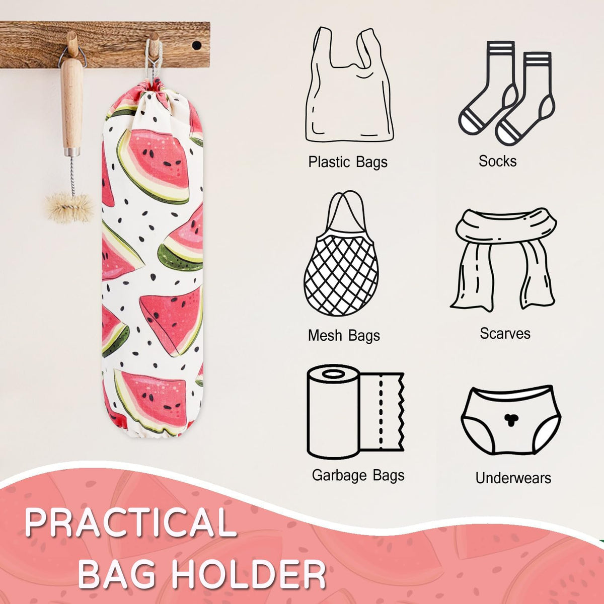 Plastic Bag Holder, Reusable Grocery Bag Holder for Plastic Bags Groceries Store, Flower Canvas Trash Plastic Bag Organizer Storage Holders for Home Kitchen Pantry Decor (Yellow Sunflower)