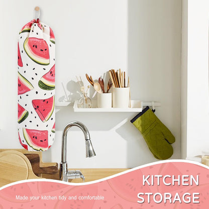 Plastic Bag Holder, Reusable Grocery Bag Holder for Plastic Bags Groceries Store, Flower Canvas Trash Plastic Bag Organizer Storage Holders for Home Kitchen Pantry Decor (Yellow Sunflower)