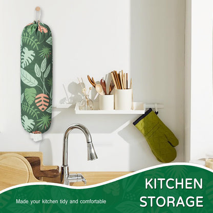Plastic Bag Holder, Reusable Grocery Bag Holder for Plastic Bags Groceries Store, Flower Canvas Trash Plastic Bag Organizer Storage Holders for Home Kitchen Pantry Decor (Yellow Sunflower)