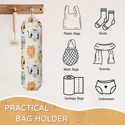 Plastic Bag Holder, Reusable Grocery Bag Holder for Plastic Bags Groceries Store, Flower Canvas Trash Plastic Bag Organizer Storage Holders for Home Kitchen Pantry Decor (Yellow Sunflower)