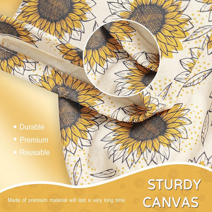 Plastic Bag Holder, Reusable Grocery Bag Holder for Plastic Bags Groceries Store, Flower Canvas Trash Plastic Bag Organizer Storage Holders for Home Kitchen Pantry Decor (Yellow Sunflower)