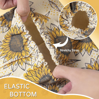 Plastic Bag Holder, Reusable Grocery Bag Holder for Plastic Bags Groceries Store, Flower Canvas Trash Plastic Bag Organizer Storage Holders for Home Kitchen Pantry Decor (Yellow Sunflower)