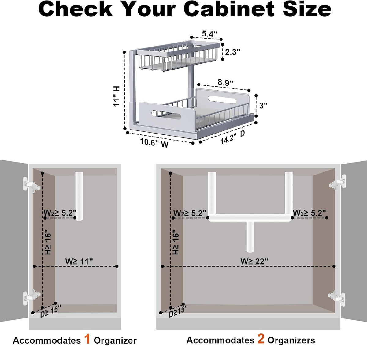 Under Sink Organizer, L-Shaped Pull Out Cabinet Organizer, Kitchen | 2 Tier Metal Slide Out Shelf for Kitchen, Bathroom, Laundry, and Utility Cabinet Storage for Deep Cabinets, Black