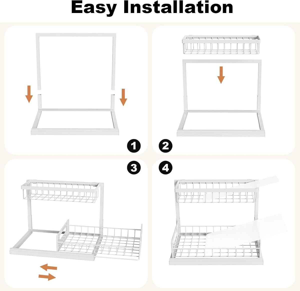 Under Sink Organizer, L-Shaped Pull Out Cabinet Organizer, Kitchen | 2 Tier Metal Slide Out Shelf for Kitchen, Bathroom, Laundry, and Utility Cabinet Storage for Deep Cabinets, Black