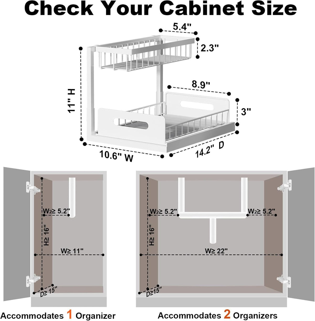 Under Sink Organizer, L-Shaped Pull Out Cabinet Organizer, Kitchen | 2 Tier Metal Slide Out Shelf for Kitchen, Bathroom, Laundry, and Utility Cabinet Storage for Deep Cabinets, Black