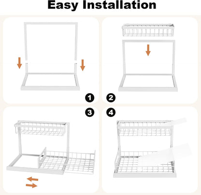 Under Sink Organizer, L-Shaped Pull Out Cabinet Organizer, Kitchen | 2 Tier Metal Slide Out Shelf for Kitchen, Bathroom, Laundry, and Utility Cabinet Storage for Deep Cabinets, Black