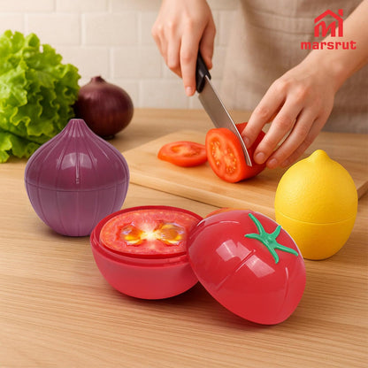 3pcs Vegetable Saver Storage, Onion Keeper for Refrigerator, Creative Container for Kitchen Garlic Onion Tomato Lemon Crisper Green Fruit Food Containers Holder with Lids