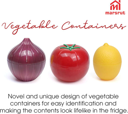 3pcs Vegetable Saver Storage, Onion Keeper for Refrigerator, Creative Container for Kitchen Garlic Onion Tomato Lemon Crisper Green Fruit Food Containers Holder with Lids