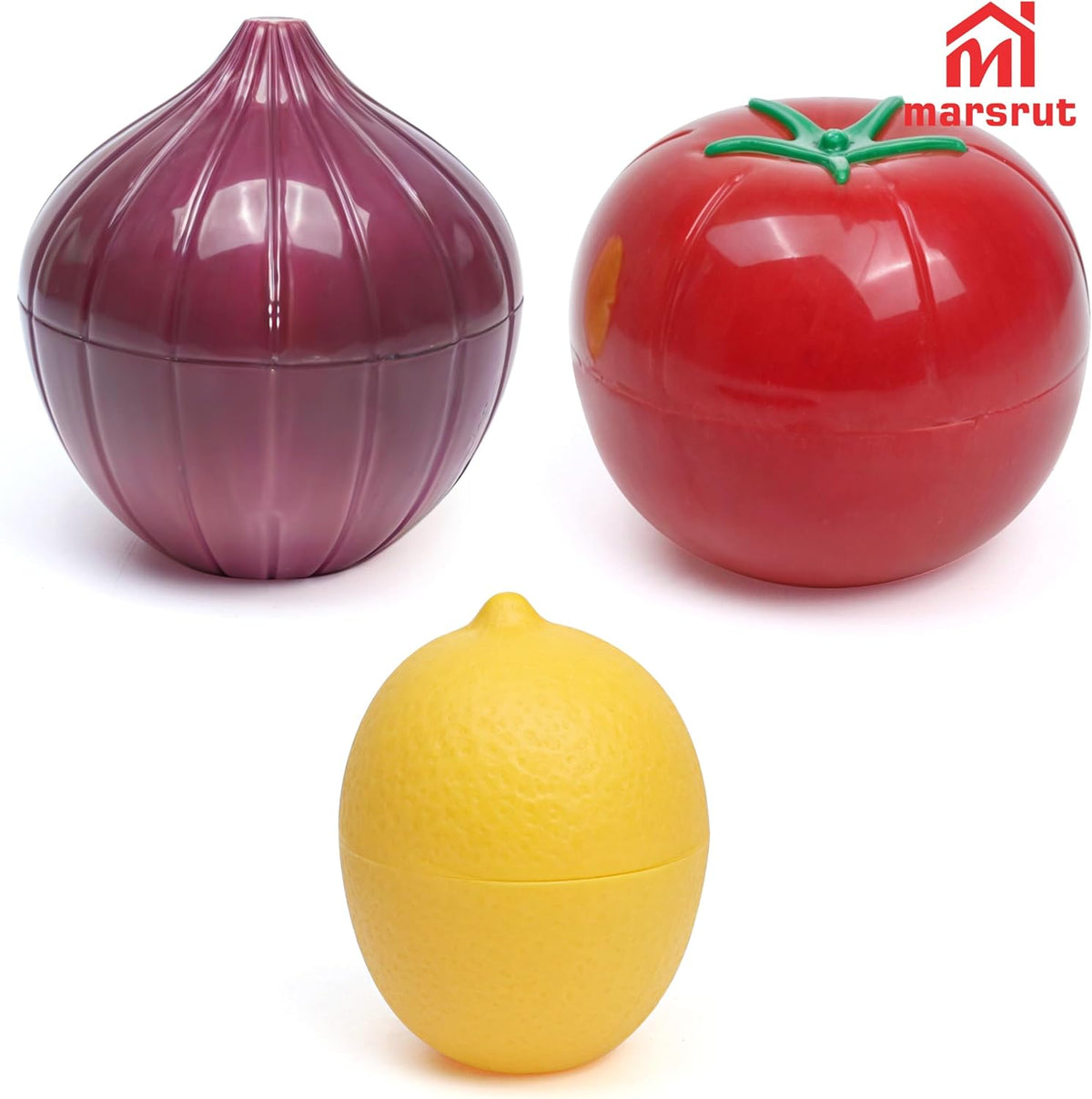 3pcs Vegetable Saver Storage, Onion Keeper for Refrigerator, Creative Container for Kitchen Garlic Onion Tomato Lemon Crisper Green Fruit Food Containers Holder with Lids