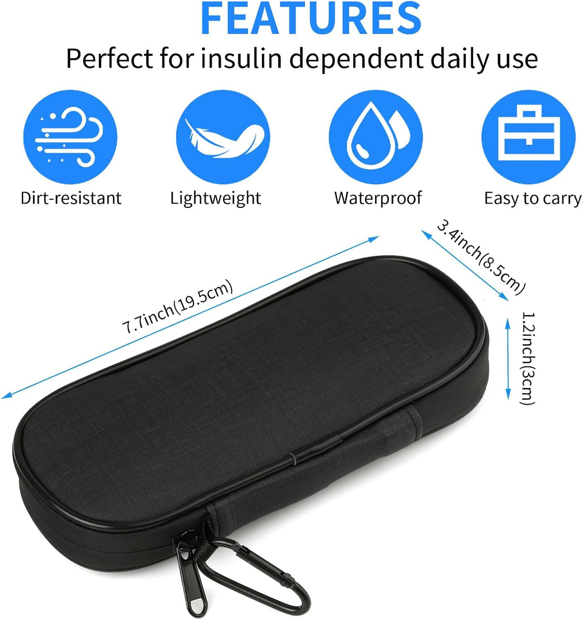 Insulin Pen Cooler Travel Case with 2 Reusable TSA Approved Ice Packs, Diabetic Medication Insulated Cool Organizer Bag for Insulin Pens and Other Diabetic Supplies Storage (Black)