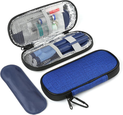 Insulin Pen Cooler Travel Case with 2 Reusable TSA Approved Ice Packs, Diabetic Medication Insulated Cool Organizer Bag for Insulin Pens and Other Diabetic Supplies Storage (Black)