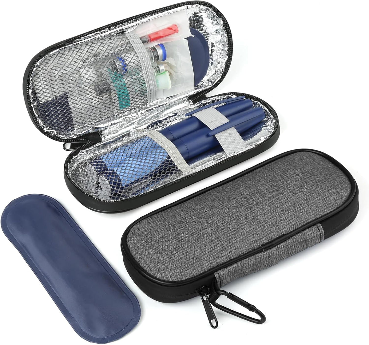 Insulin Pen Cooler Travel Case with 2 Reusable TSA Approved Ice Packs, Diabetic Medication Insulated Cool Organizer Bag for Insulin Pens and Other Diabetic Supplies Storage (Black)