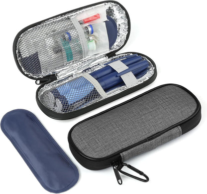 Insulin Pen Cooler Travel Case with 2 Reusable TSA Approved Ice Packs, Diabetic Medication Insulated Cool Organizer Bag for Insulin Pens and Other Diabetic Supplies Storage (Black)
