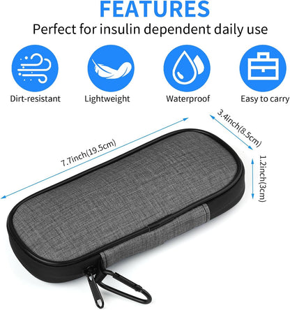 Insulin Pen Cooler Travel Case with 2 Reusable TSA Approved Ice Packs, Diabetic Medication Insulated Cool Organizer Bag for Insulin Pens and Other Diabetic Supplies Storage (Black)