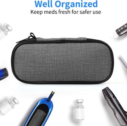 Insulin Pen Cooler Travel Case with 2 Reusable TSA Approved Ice Packs, Diabetic Medication Insulated Cool Organizer Bag for Insulin Pens and Other Diabetic Supplies Storage (Black)