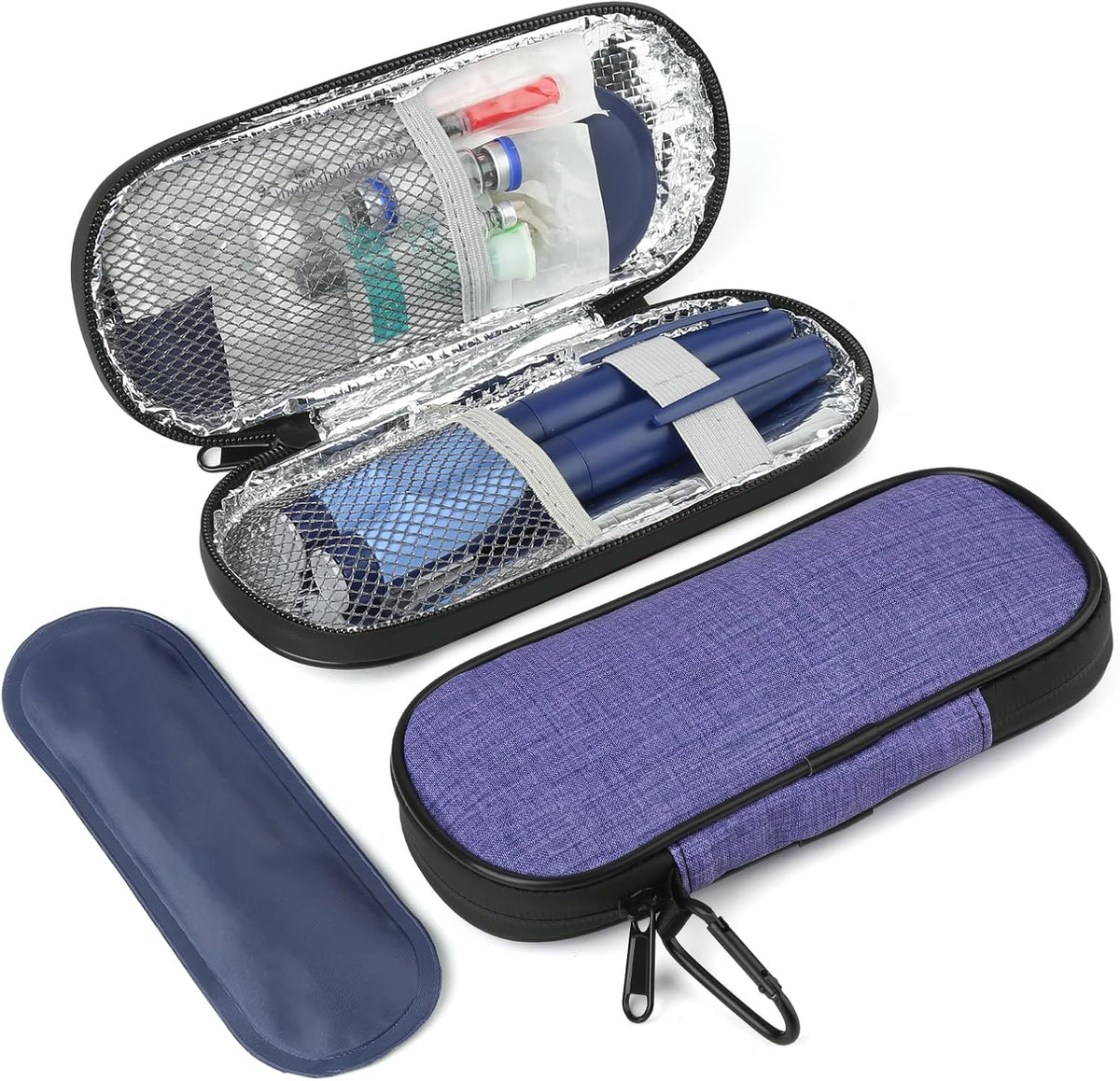 Insulin Pen Cooler Travel Case with 2 Reusable TSA Approved Ice Packs, Diabetic Medication Insulated Cool Organizer Bag for Insulin Pens and Other Diabetic Supplies Storage (Black)