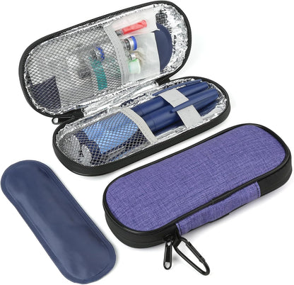 Insulin Pen Cooler Travel Case with 2 Reusable TSA Approved Ice Packs, Diabetic Medication Insulated Cool Organizer Bag for Insulin Pens and Other Diabetic Supplies Storage (Black)