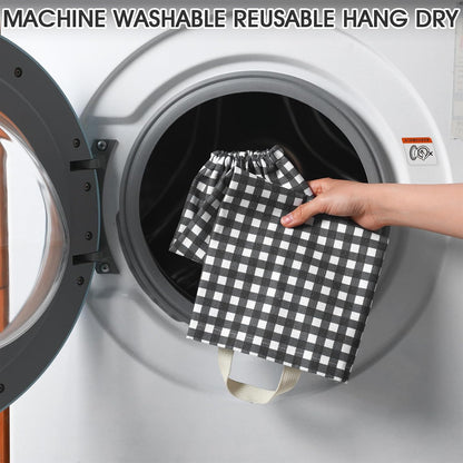 Gingham Plastic Bag Holder, Wall Mount Grocery Bag Storage Organizer, Hanging Buffalo Check Plaid Trash Bags Dispenser for Farmhouse Home Kitchen Pantry Laundry Room Decor(Milkshake Tan)