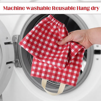 Gingham Plastic Bag Holder, Wall Mount Grocery Bag Storage Organizer, Hanging Buffalo Check Plaid Trash Bags Dispenser for Farmhouse Home Kitchen Pantry Laundry Room Decor(Milkshake Tan)