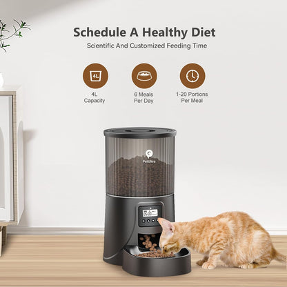 Automatic Cat Feeder: 4L Timed Cats Food Dispenser Programmable