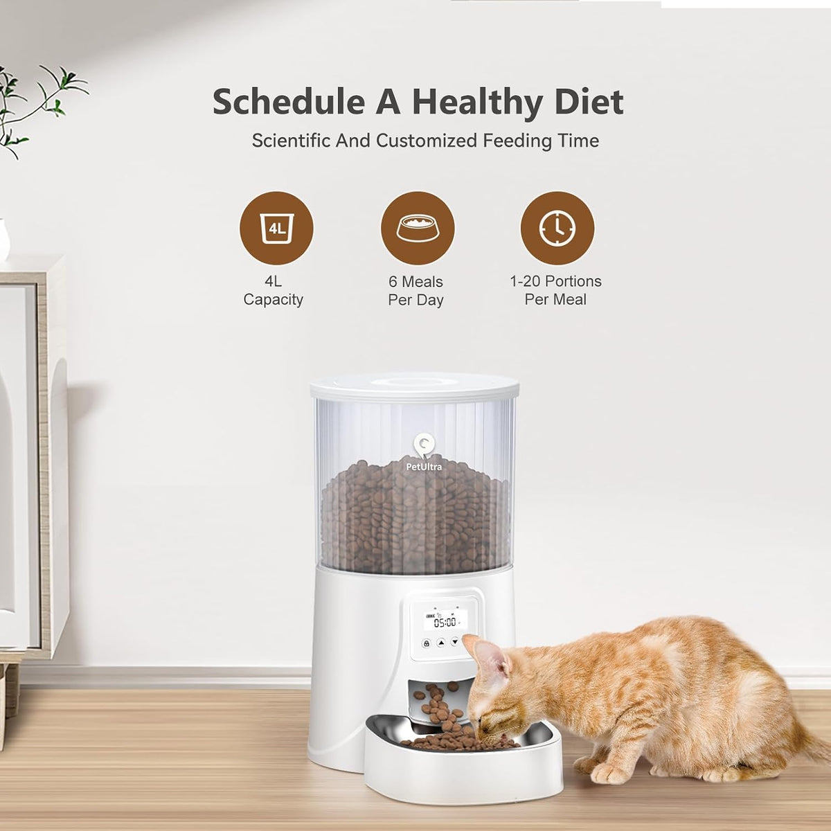 Automatic Cat Feeder: 4L Timed Cats Food Dispenser Programmable