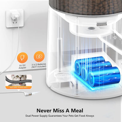 Automatic Cat Feeder: 4L Timed Cats Food Dispenser Programmable