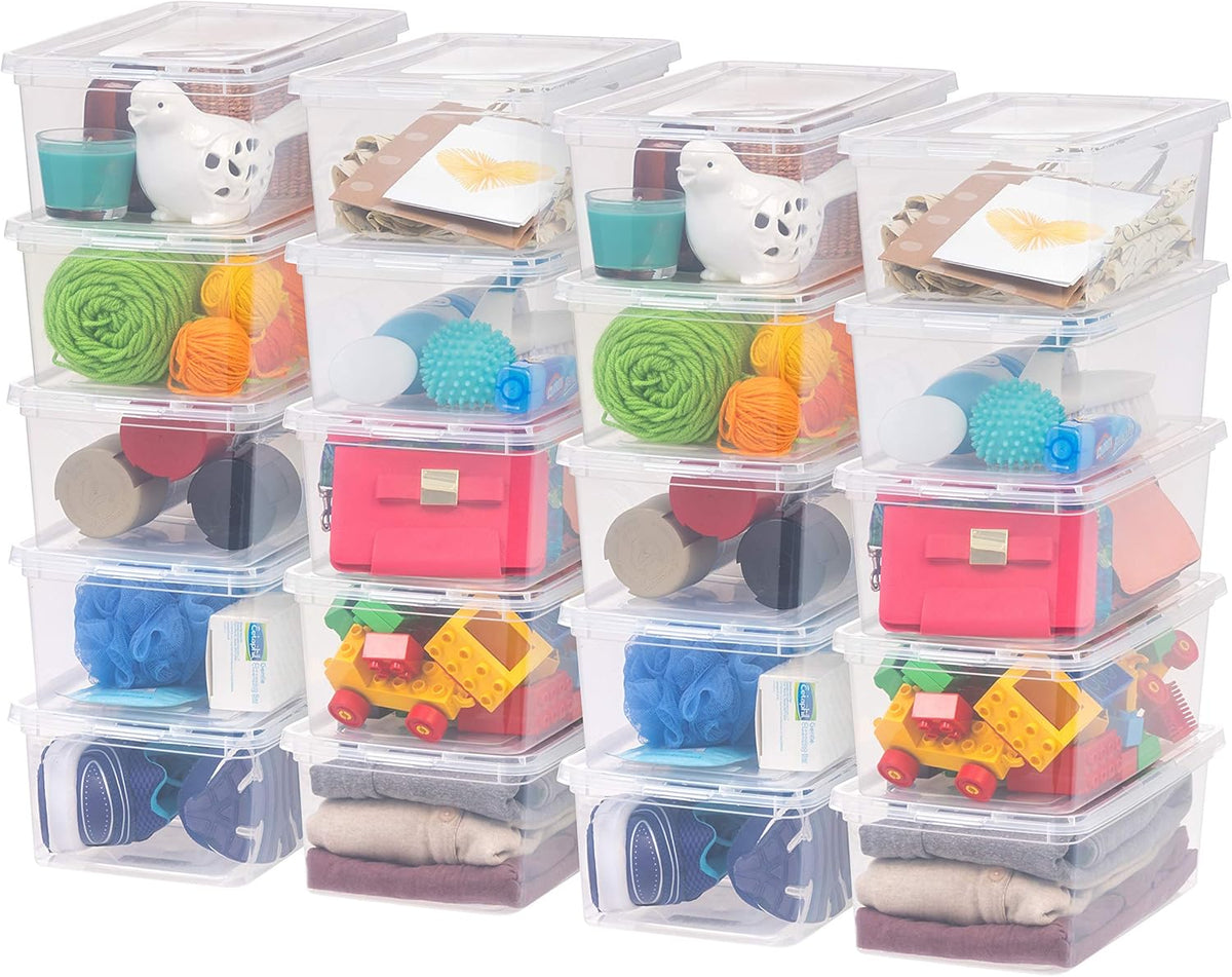 20-Pack 6 Qt Storage Bins with Lids, Clear, Stackable