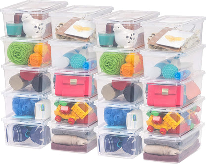 20-Pack 6 Qt Storage Bins with Lids, Clear, Stackable