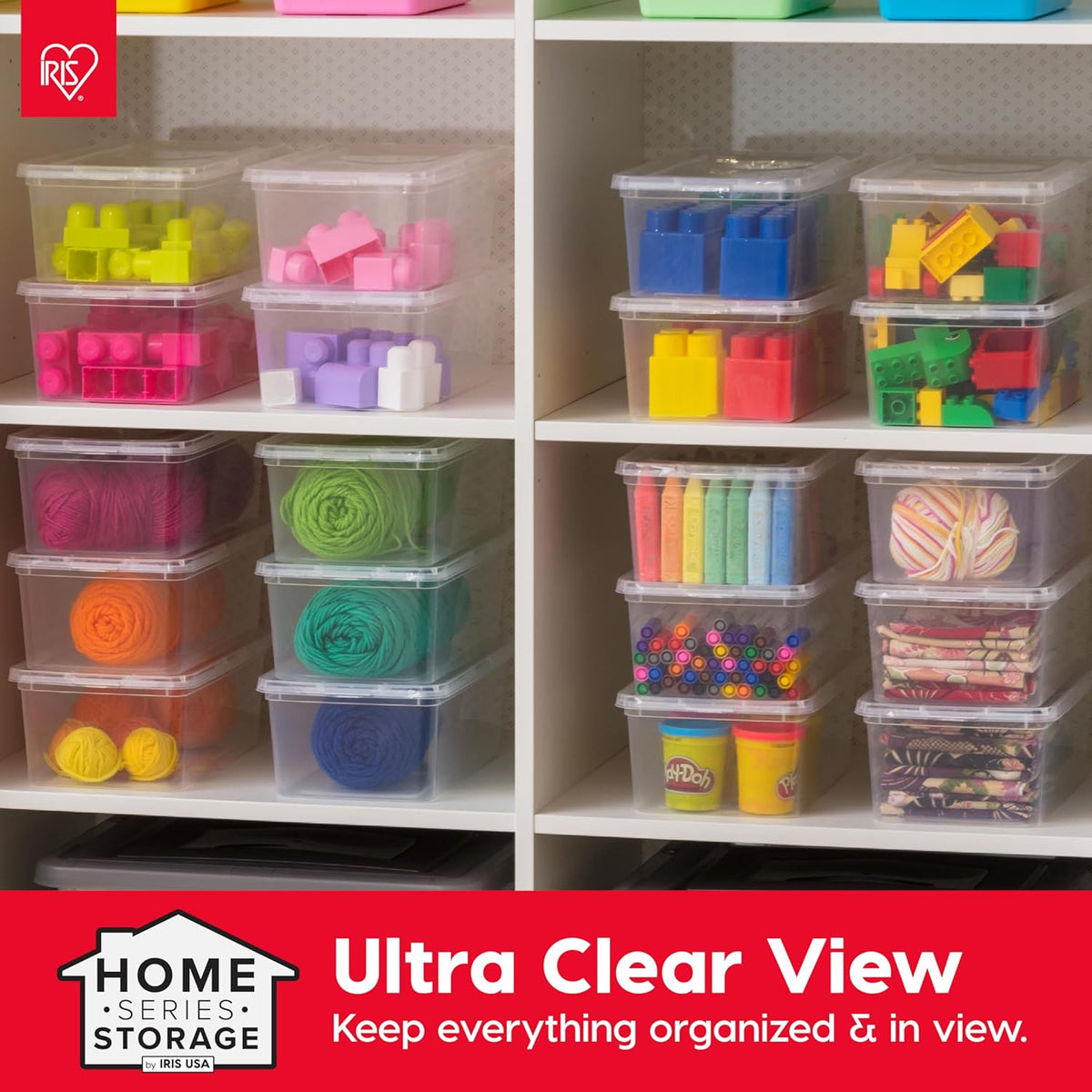 20-Pack 6 Qt Storage Bins with Lids, Clear, Stackable