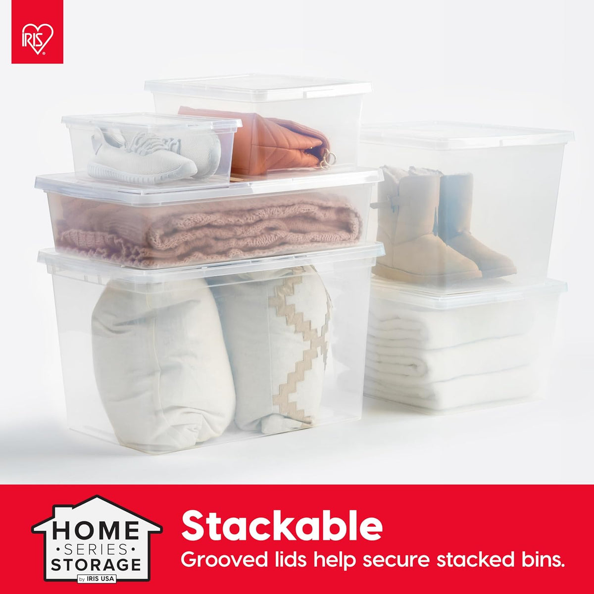 20-Pack 6 Qt Storage Bins with Lids, Clear, Stackable
