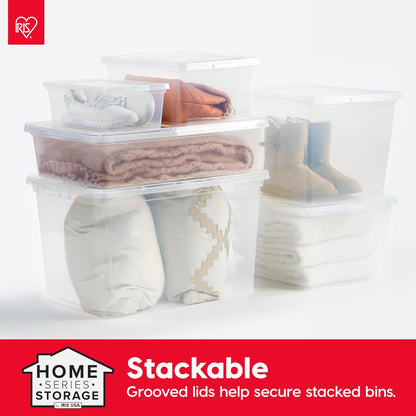 20-Pack 6 Qt Storage Bins with Lids, Clear, Stackable