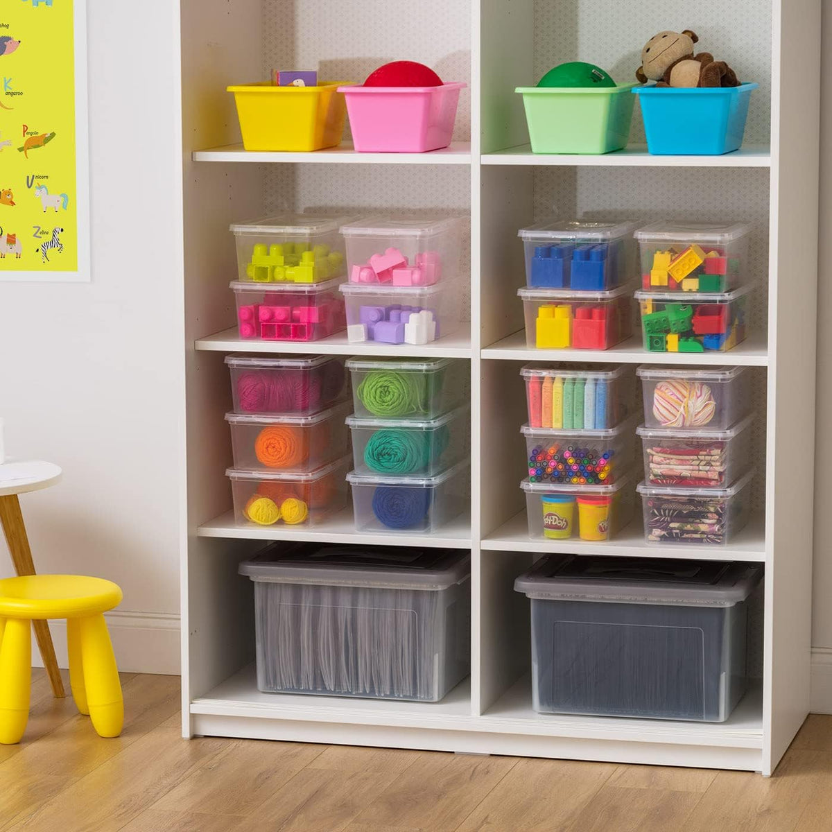 20-Pack 6 Qt Storage Bins with Lids, Clear, Stackable