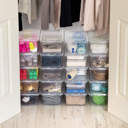 20-Pack 6 Qt Storage Bins with Lids, Clear, Stackable