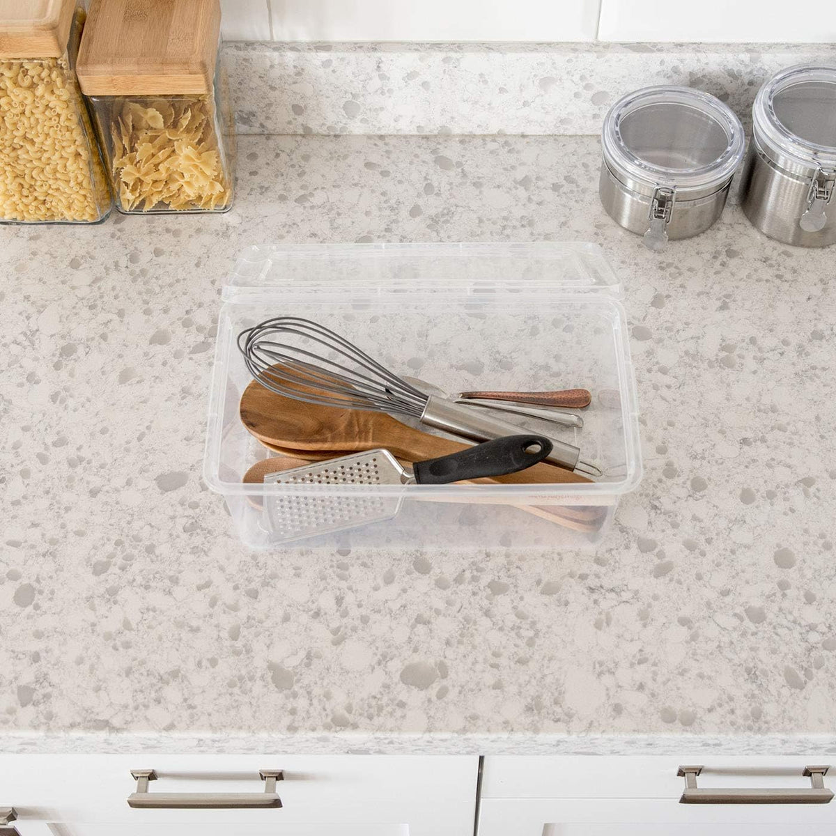20-Pack 6 Qt Storage Bins with Lids, Clear, Stackable