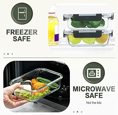 KOMUEE 24 Pieces Glass Food Storage Containers Set, Gray