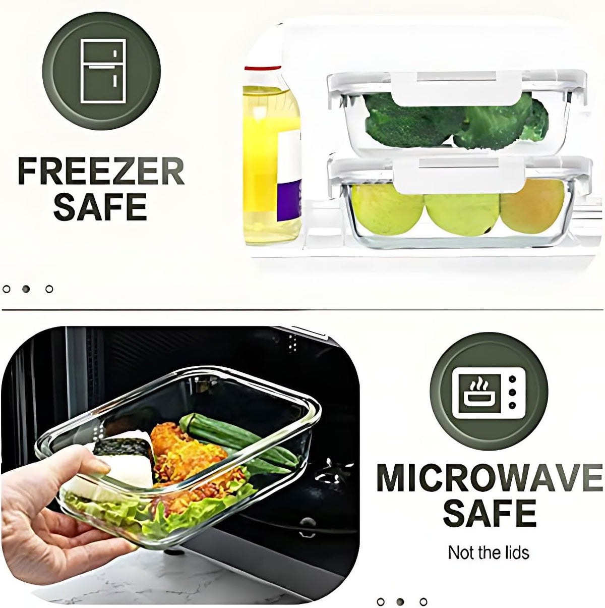 KOMUEE 24 Pieces Glass Food Storage Containers Set, Gray
