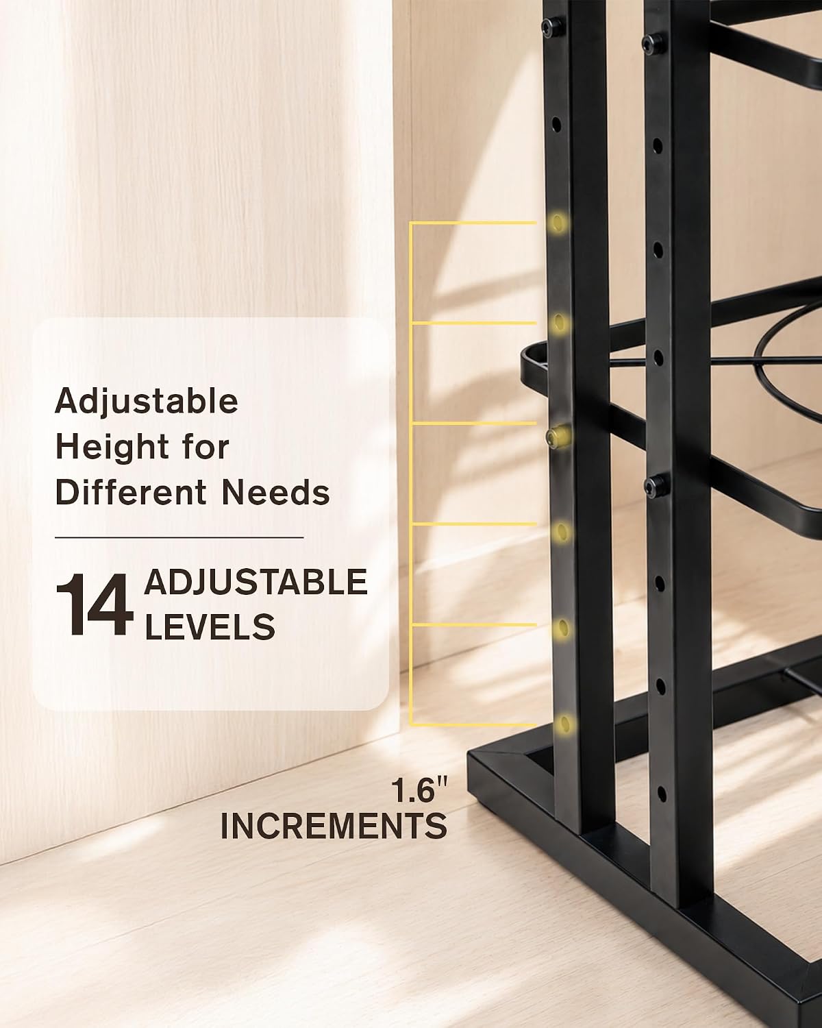 Pots and Pans Organizer Under Cabinet, Adjustable 6-Tier Pot Rack | Expandable Height 14.8 "to 26.2", Kitchen Vertical Pan Lid Tray Storage Holder, Stores 12" Cookware, Space-Saving Design