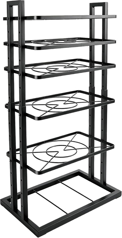 Pots and Pans Organizer Under Cabinet, Adjustable 6-Tier Pot Rack | Expandable Height 14.8 "to 26.2", Kitchen Vertical Pan Lid Tray Storage Holder, Stores 12" Cookware, Space-Saving Design