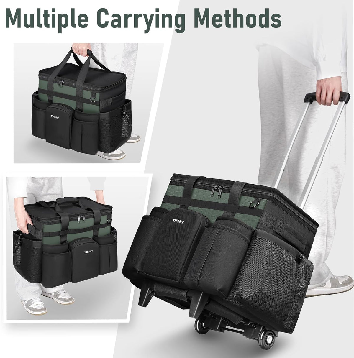 Cleaning Caddy with Wheels, Extra Large Rolling Cleaning Caddy Bag with Detachable Trolley for Housekeepers, Water Resistant Cleaner Supplies Organizer with Wheels for Kitchen, Tool Organizer