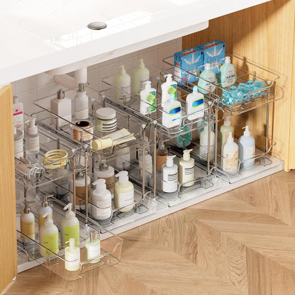 Pull Out Bathroom Under Sink Organizer (S-Standard) | Slide-out drawers, Multi-purpose storage, Clear visibility, Easy Set-up