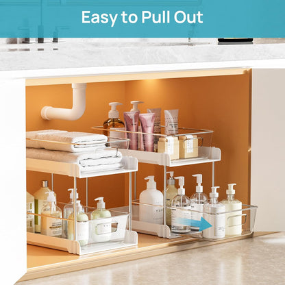 Pull Out Bathroom Under Sink Organizer (S-Standard) | Slide-out drawers, Multi-purpose storage, Clear visibility, Easy Set-up