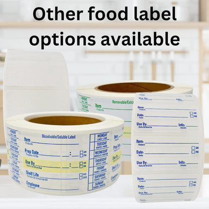 2x1 Dissolvable Food Labels, 1000 Food Container Stickers, Blue | Ideal for Fridge Freezer & Pantry, Organize Prepped Meals & Leftovers Easily, Adheres Well, Dissolves Fast with Zero Residue