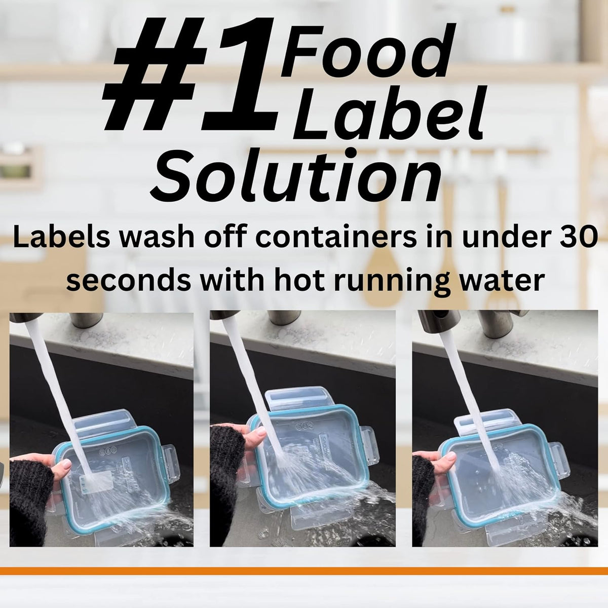 2x1 Dissolvable Food Labels, 1000 Food Container Stickers, Blue | Ideal for Fridge Freezer & Pantry, Organize Prepped Meals & Leftovers Easily, Adheres Well, Dissolves Fast with Zero Residue