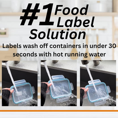 2x1 Dissolvable Food Labels, 1000 Food Container Stickers, Blue | Ideal for Fridge Freezer & Pantry, Organize Prepped Meals & Leftovers Easily, Adheres Well, Dissolves Fast with Zero Residue