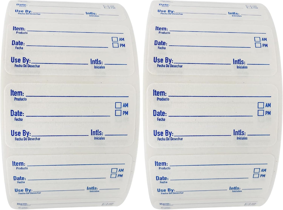 2x1 Dissolvable Food Labels, 1000 Food Container Stickers, Blue | Ideal for Fridge Freezer & Pantry, Organize Prepped Meals & Leftovers Easily, Adheres Well, Dissolves Fast with Zero Residue